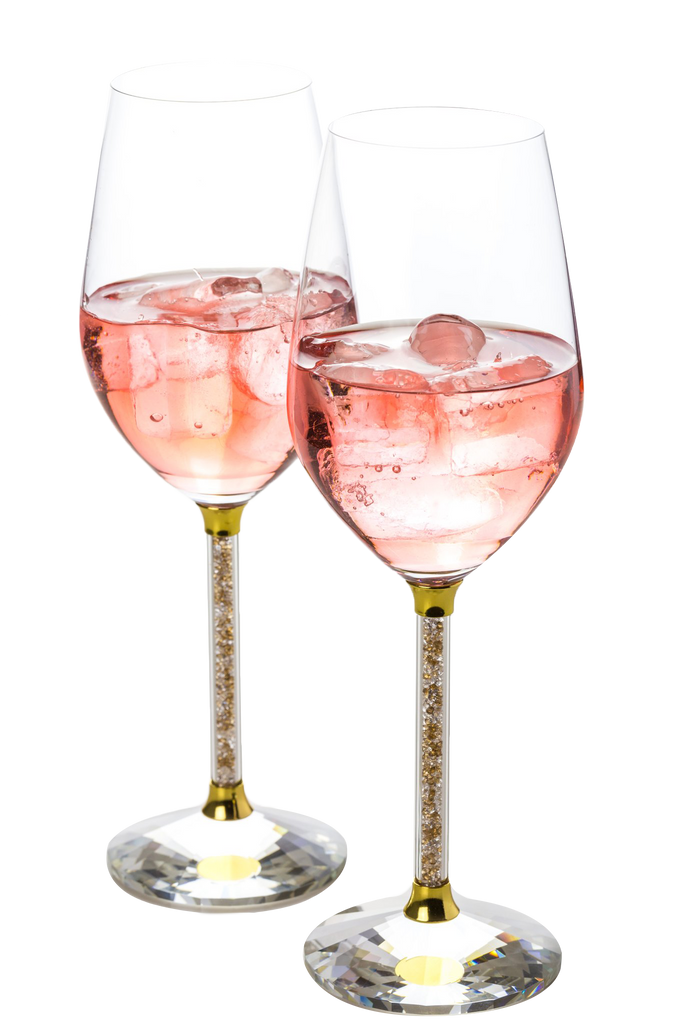 Rose Tinted Crystal Red Wine Glasses with Gold Rims - 20 oz - Set of 2